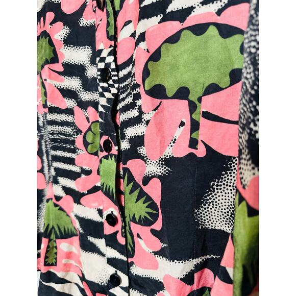 UNTITLED IN MOTION Pink Black Abstract Design Button Front Glidas Shirt Size XL - Picture 10 of 10